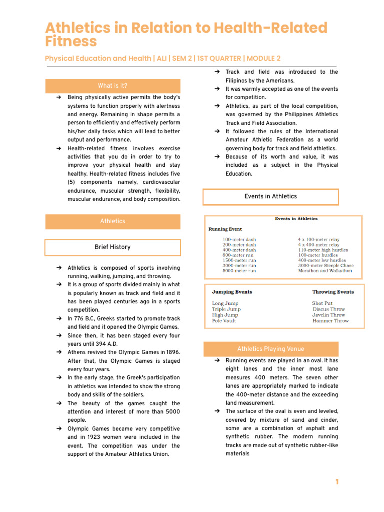 Athletics and Health-Related Fitness | PDF | Track And Field | Sport Of ...