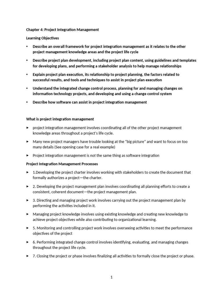Project Integration Management Overview | PDF | Project Management ...