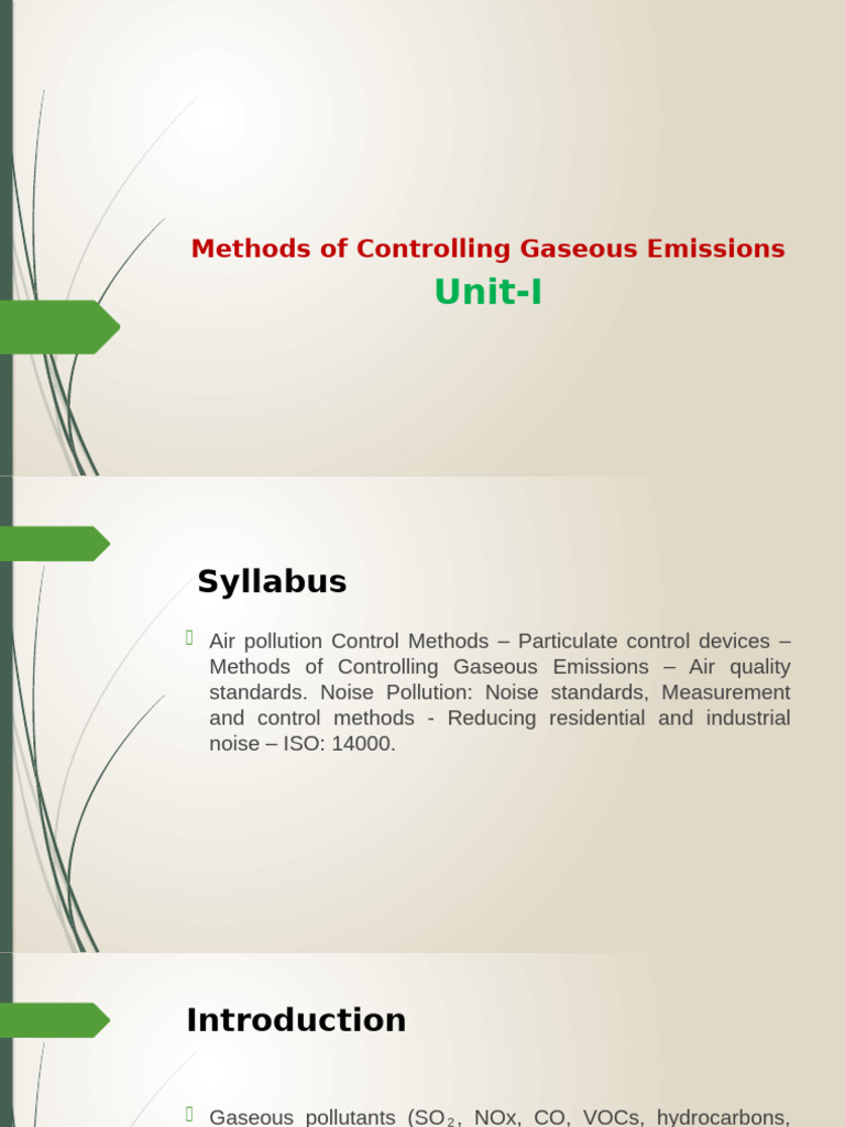 Gaseous Emission Control Methods | PDF | Adsorption | Catalysis