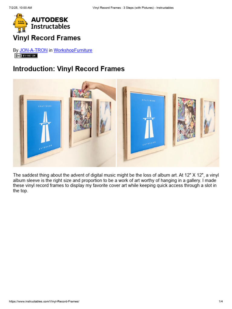 Vinyl Record Frames - 3 Steps (With Pictures) - Instructables | PDF ...