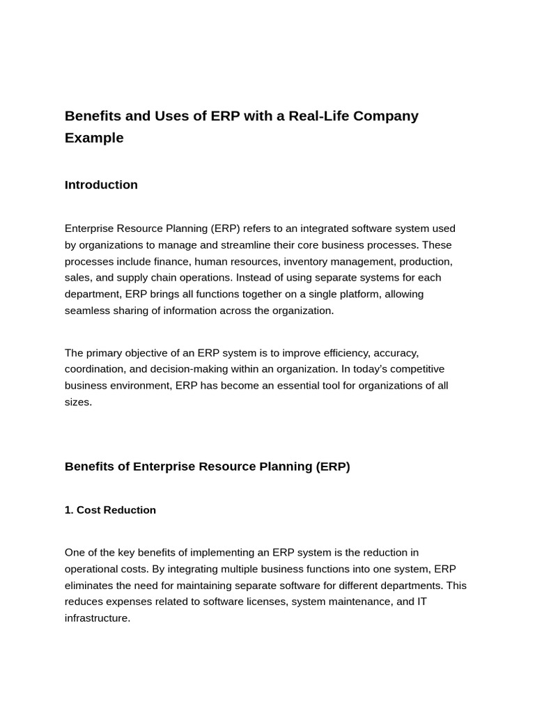 ERP Benefits Illustrated by Tata Motors | PDF | Enterprise Resource ...