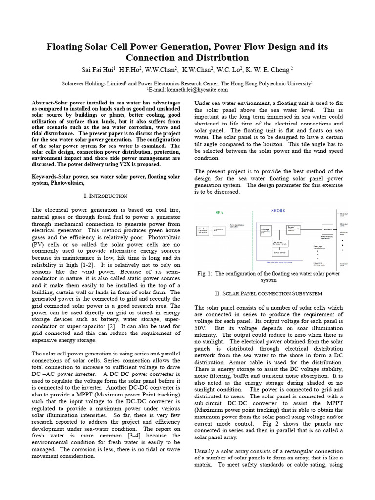Floating Solar Cell Power Generation Power Flow Design and Its ...