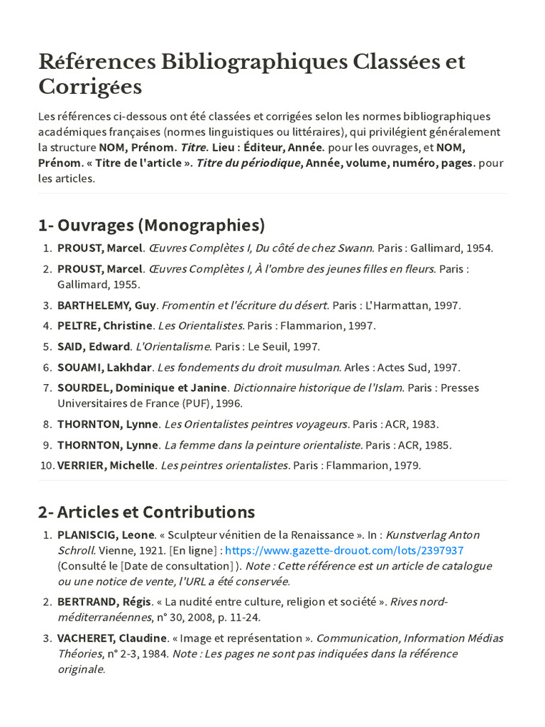 Références Bibliographiques Corrigées | PDF