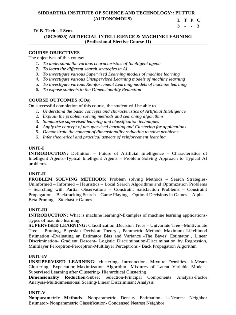 AI & Machine Learning Course Overview | PDF | Machine Learning ...