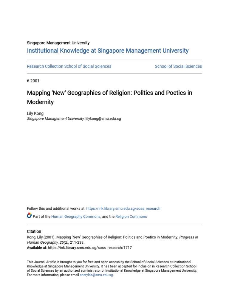 Mapping New Geographies of Religion - Politics and Poetics in Mo | PDF ...