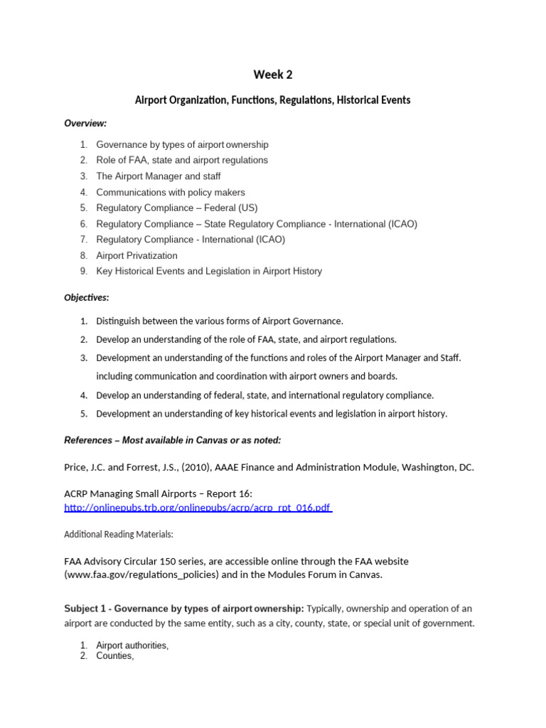 Lesson Plan - Week 2-6-1 | PDF | Federal Aviation Administration | Airport