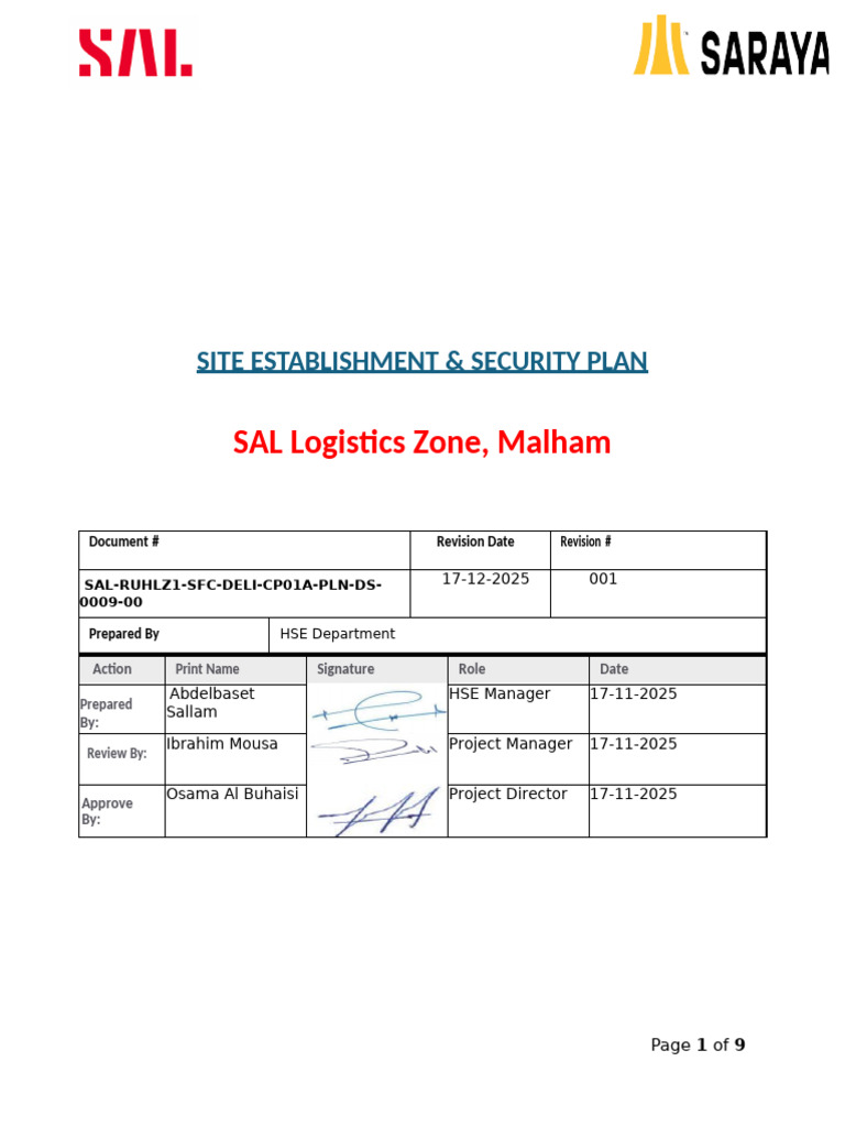 Site Establishment & Security Plan Guide | PDF | Road | Occupational ...