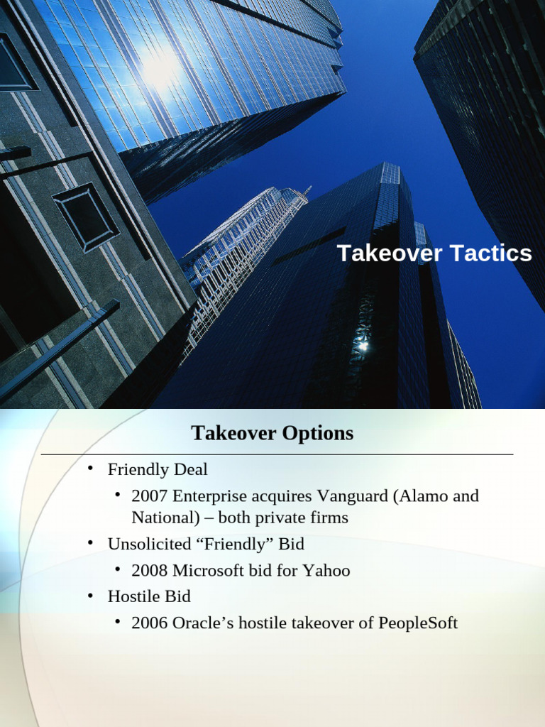 Take Over Tactics | PDF | Takeover | Stocks