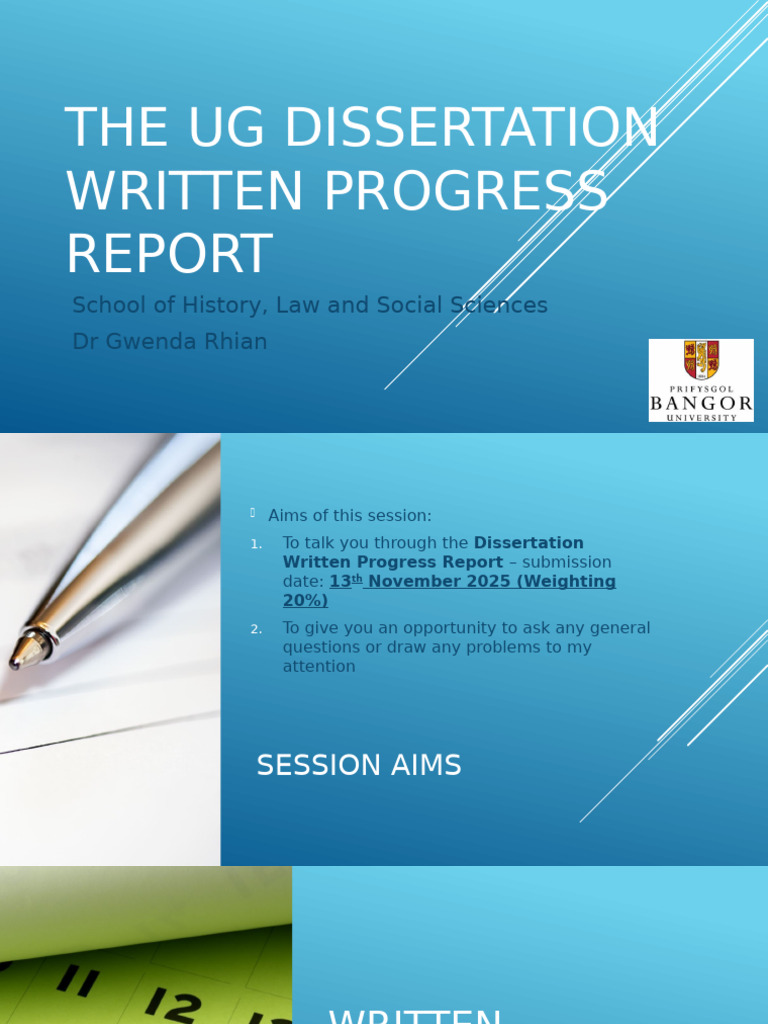 UG Dissertation Progress Report Guide | PDF | Thesis | Cognition
