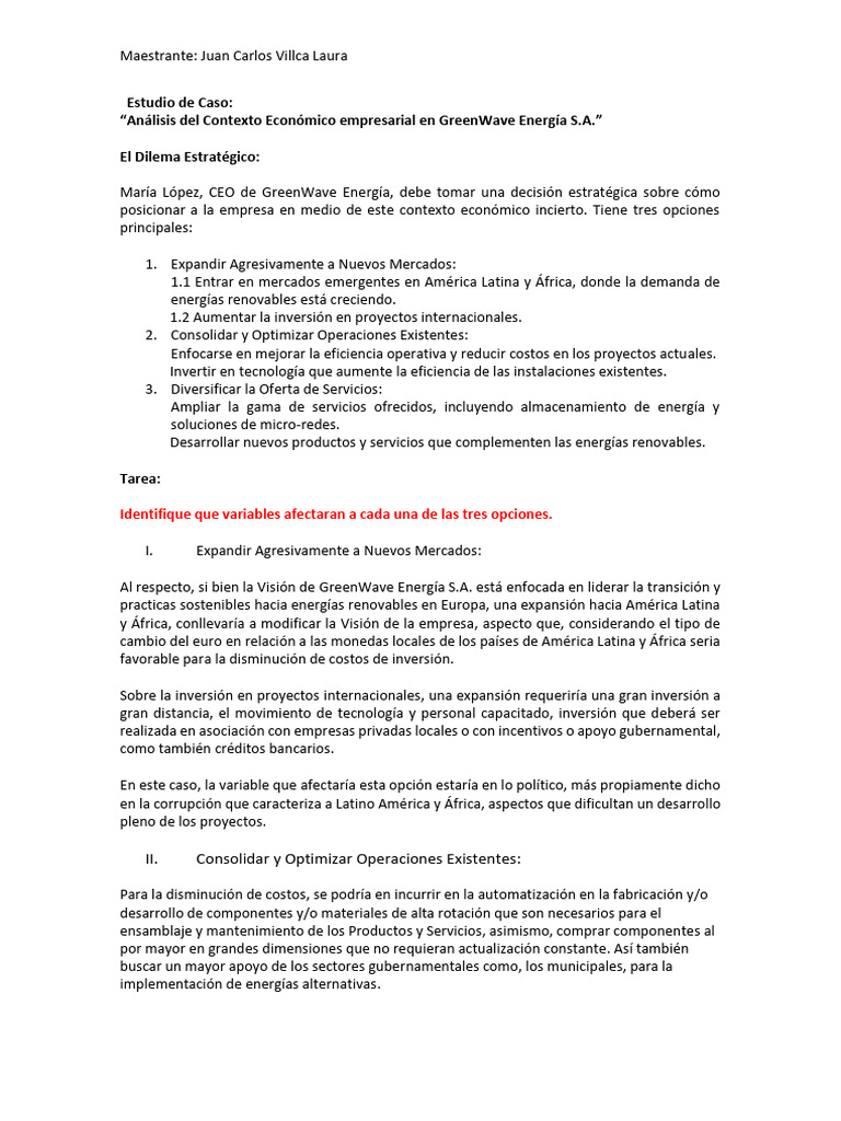 JCVL 01 - Estudio de Caso GreenWave S.A. | PDF | Mercado (economía ...