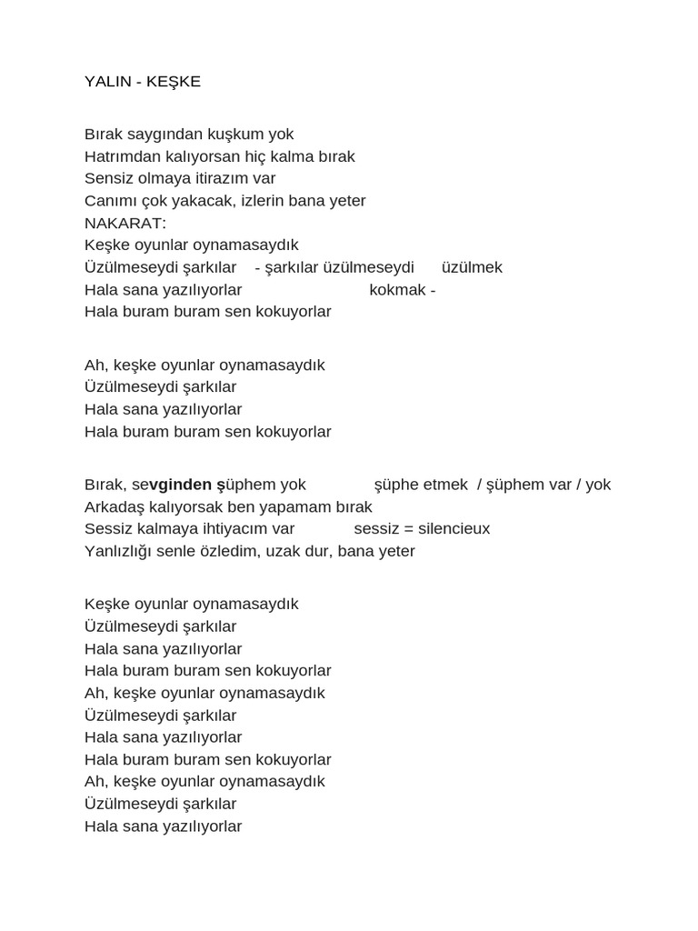 Yalin - Keşke | PDF