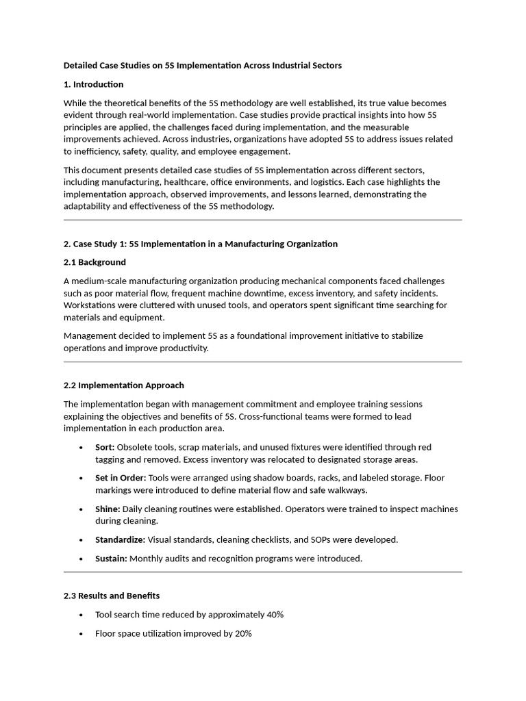 5S Implementation Case Studies Across Industries | PDF | Warehouse ...