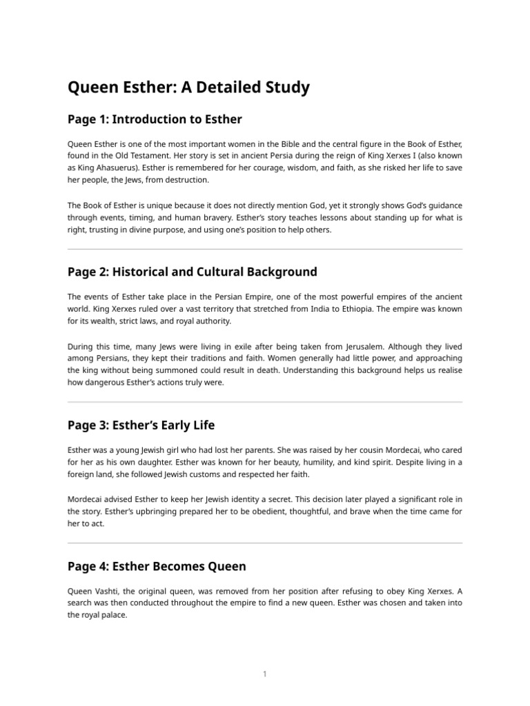 Queen Esther: Courage and Leadership | PDF | Esther | Book Of Esther