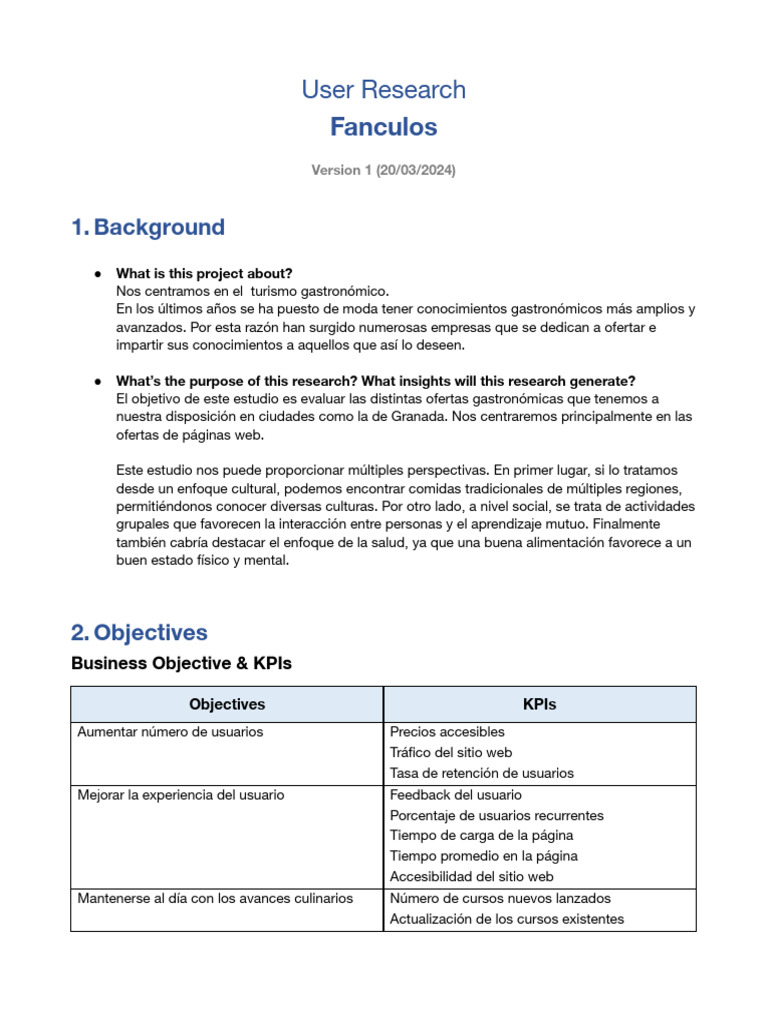 P1-2b User Research Plan Template | PDF