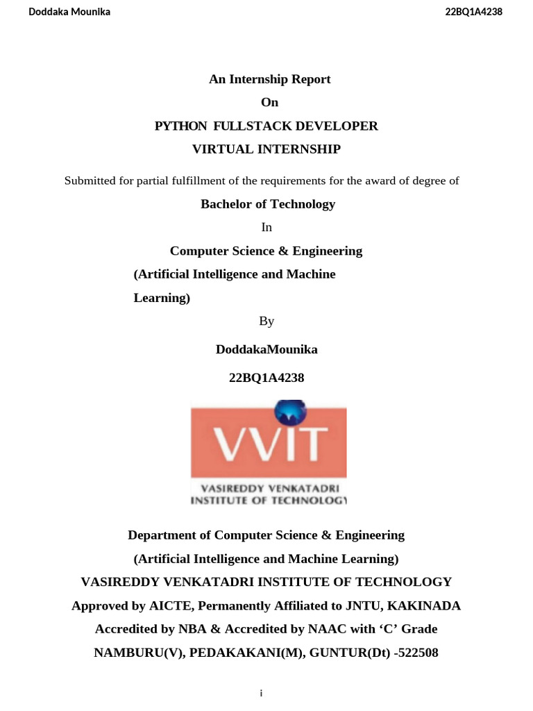 Python Full Stack Developer Internship Report | PDF | Html | Xhtml