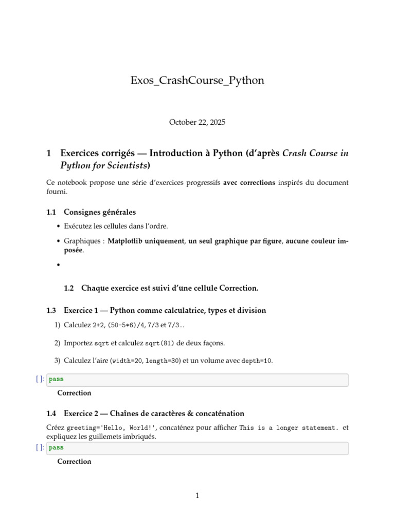 Exercices Python Corrigés pour Débutants | PDF | Génie logiciel ...
