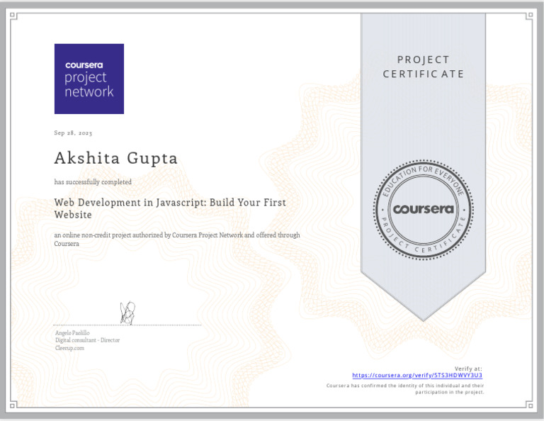 Project Certificate: Web Development in JavaScript | PDF