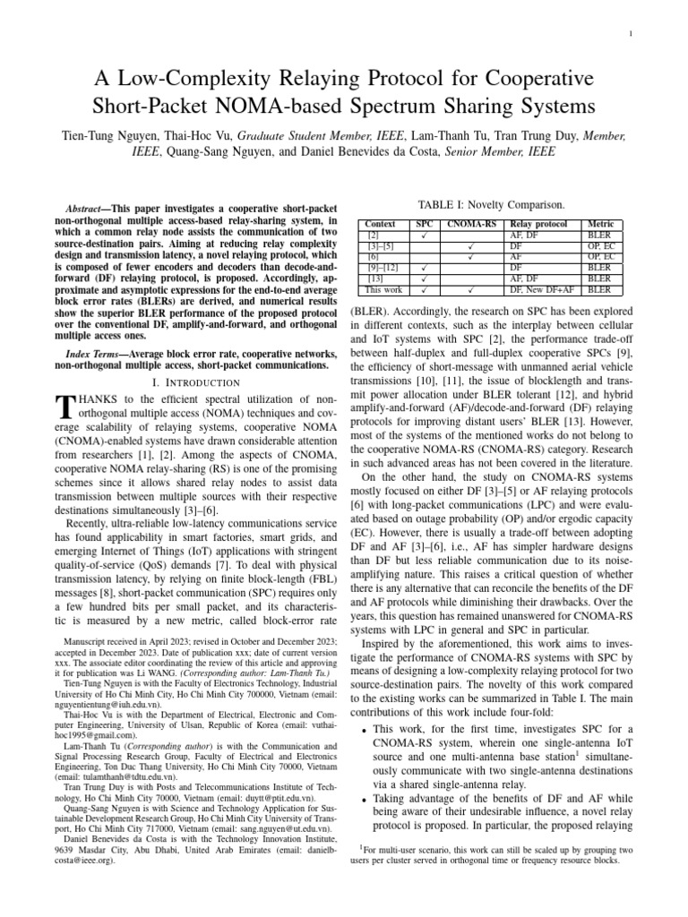 Low-Complexity NOMA Relay Protocol | PDF | Quality Of Service | Channel ...