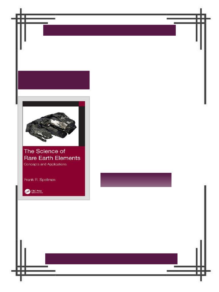 The Science of Rare Earth Elements Concepts and Applications Frank R ...