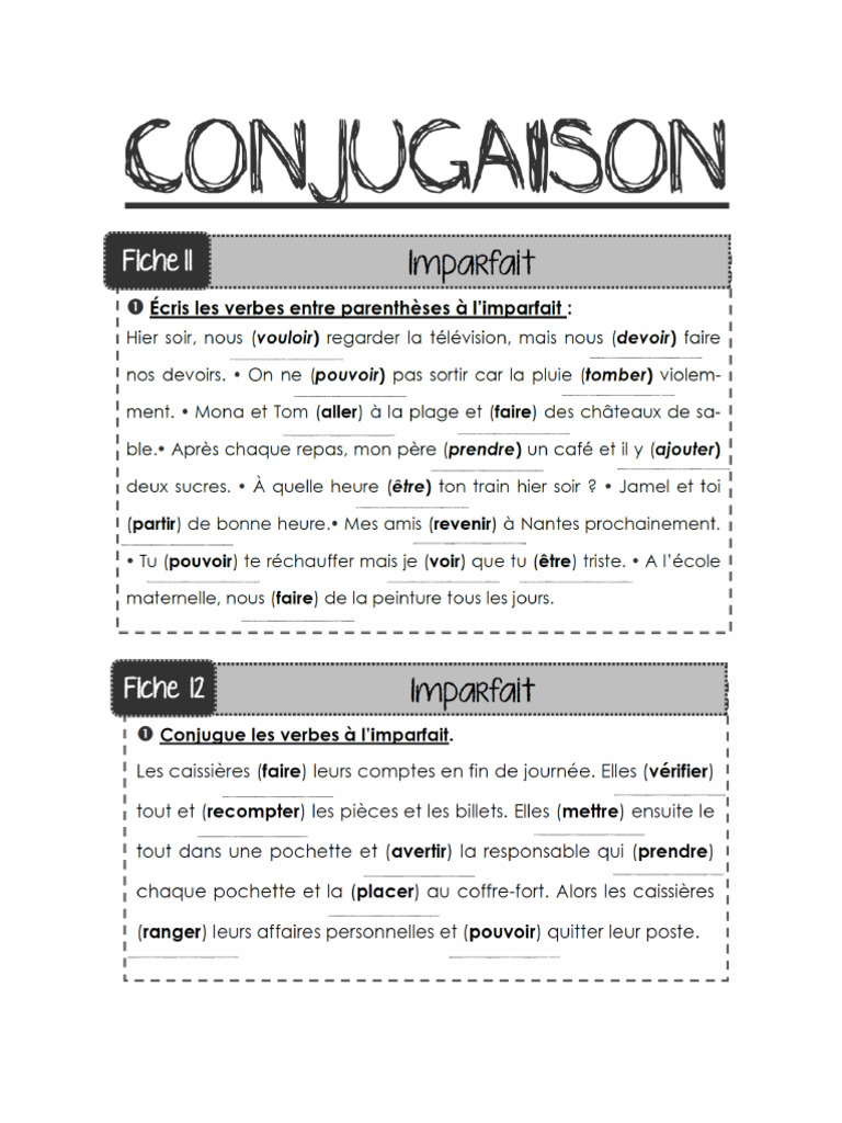 Exercices Conjugaison Imparfait | PDF