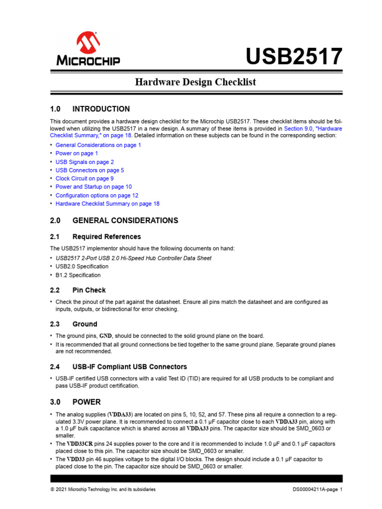 USB2517 Hardware Design Checklist | PDF | Usb | Microcontroller