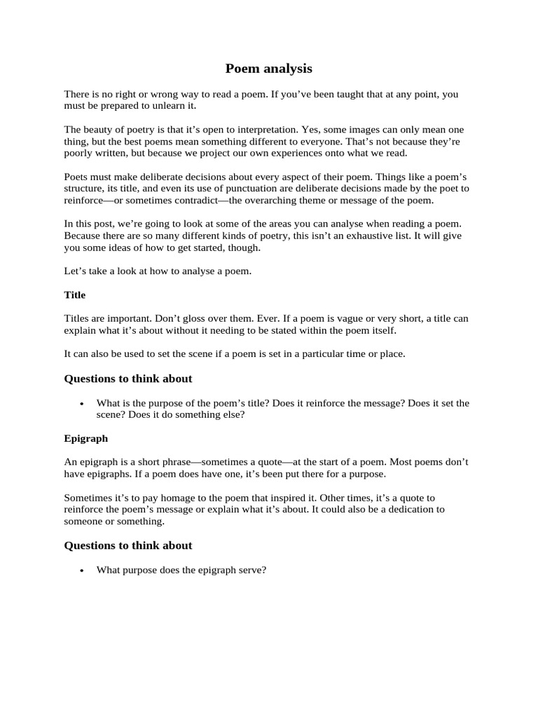 How to Analyze a Poem Effectively | PDF | Poetry | Stress (Linguistics)