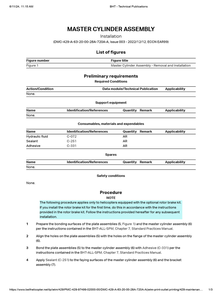 Master Cylinder Assembly Installation Guide | PDF | Mechanical Engineering