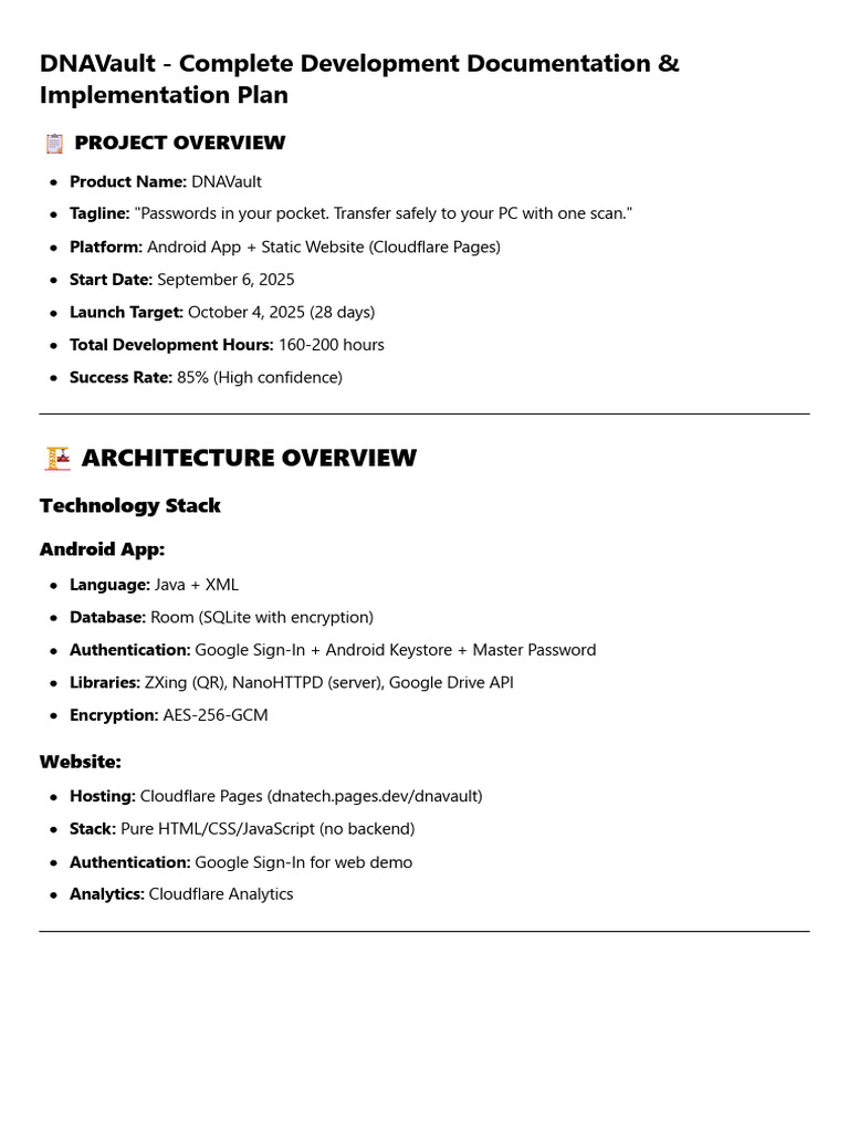 DNAVault: Development & Implementation Guide | PDF | Password | Websites