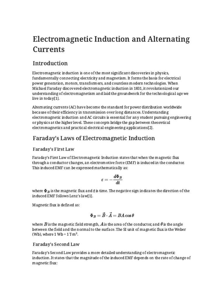 Electromagnetic Induction and AC Basics | PDF | Electromagnetic ...