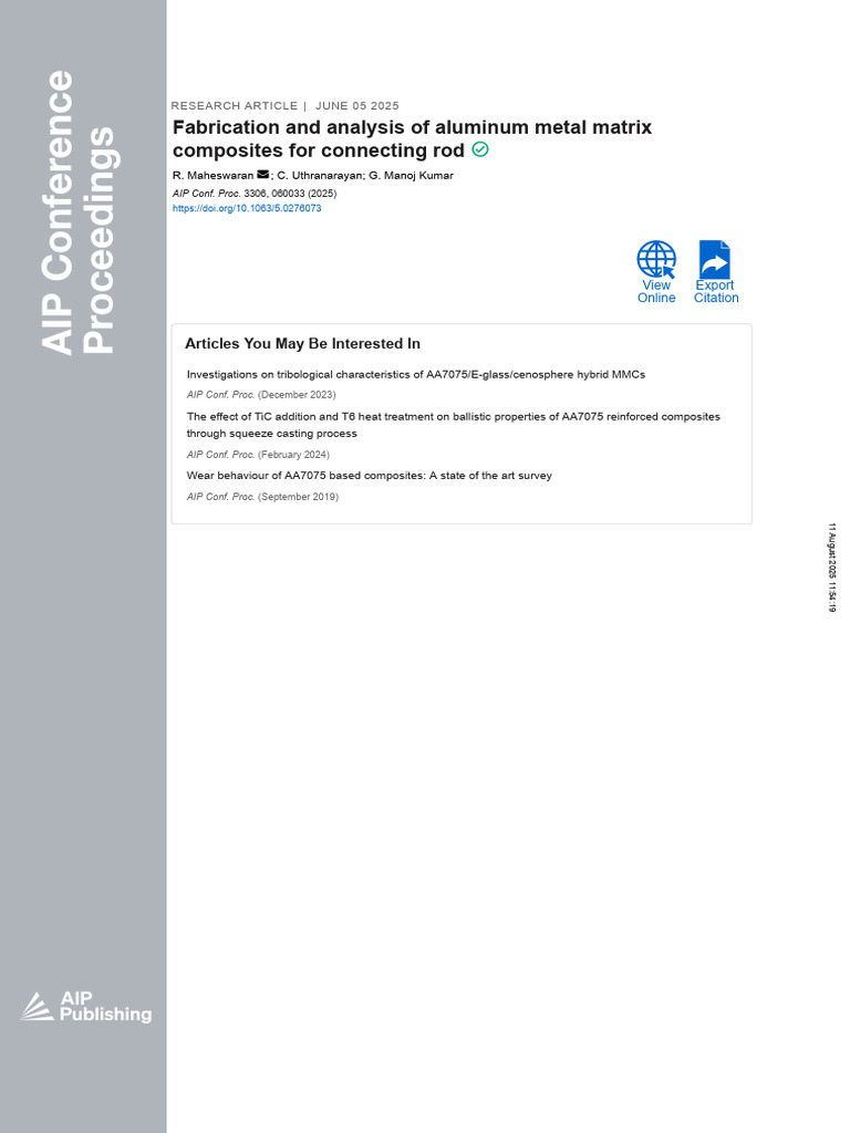 Aluminum MMCs for Connecting Rods Analysis | PDF | Composite Material ...