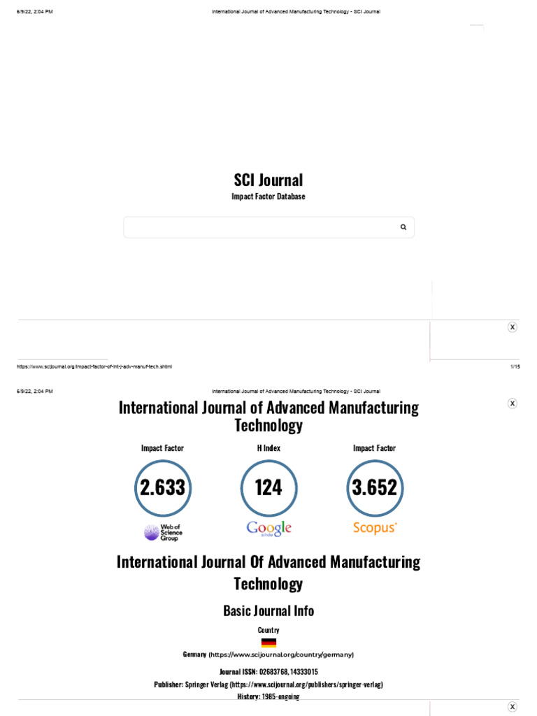 Advanced Manufacturing Technology Journal | PDF | Bibliography ...