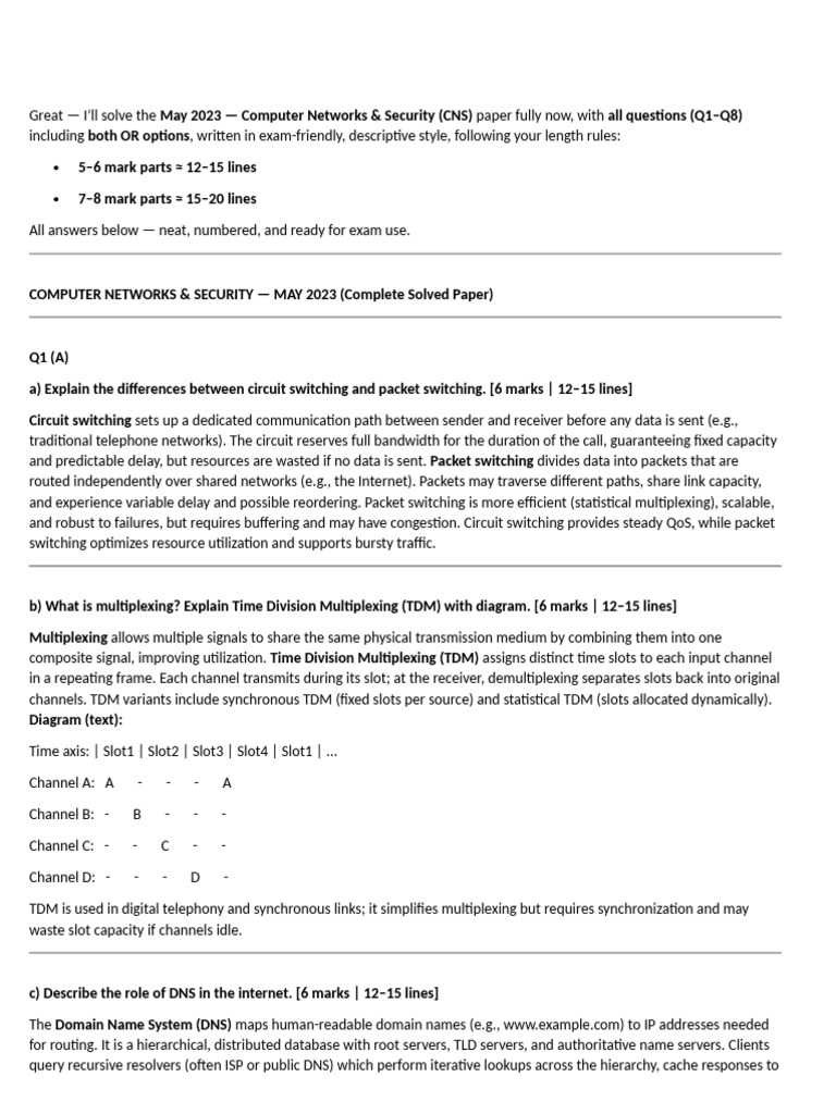 2023 May Computer Network and Security Cns Pattern 2019 | PDF ...