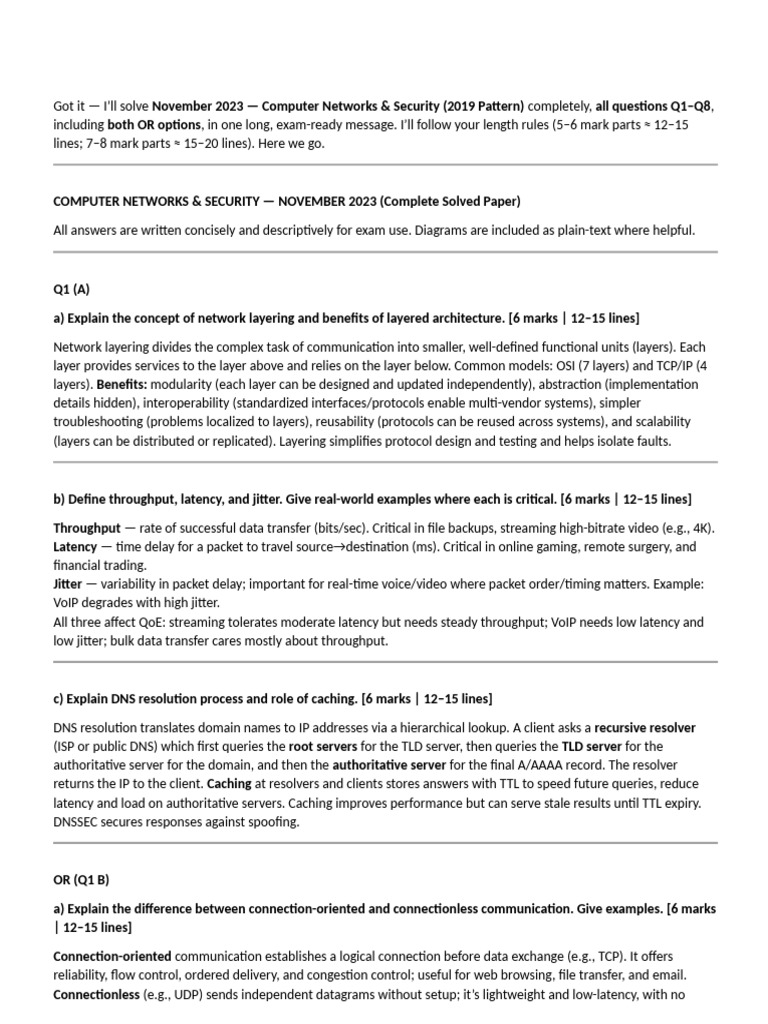 2023 November Computer Network and Security Cns Pattern 2019 | PDF ...
