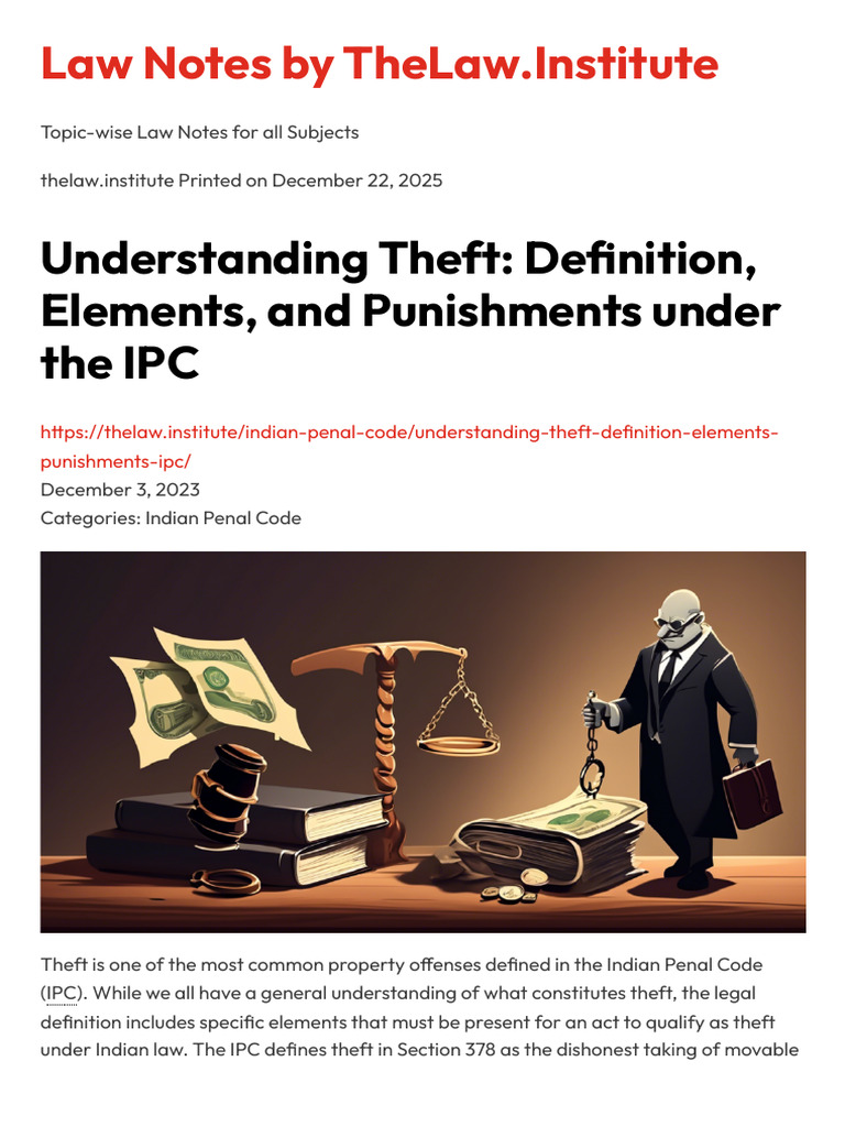 Understanding Theft under IPC | PDF | Theft | Robbery