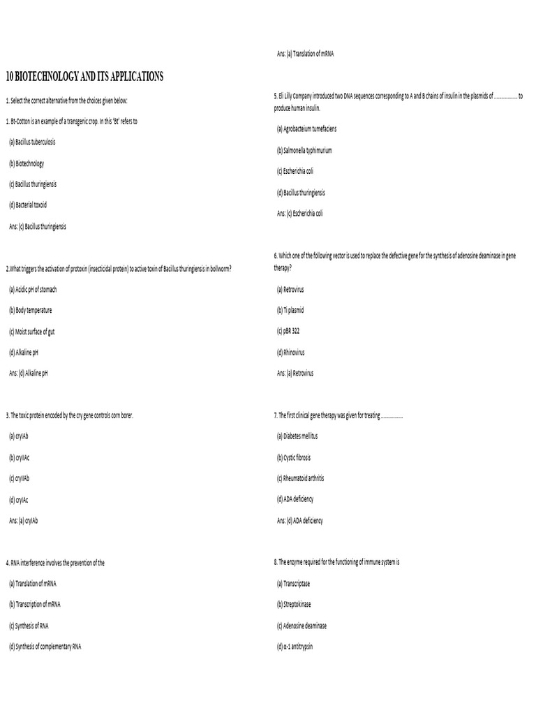 Biotechnology Applications and Concepts | PDF | Genetically Modified ...
