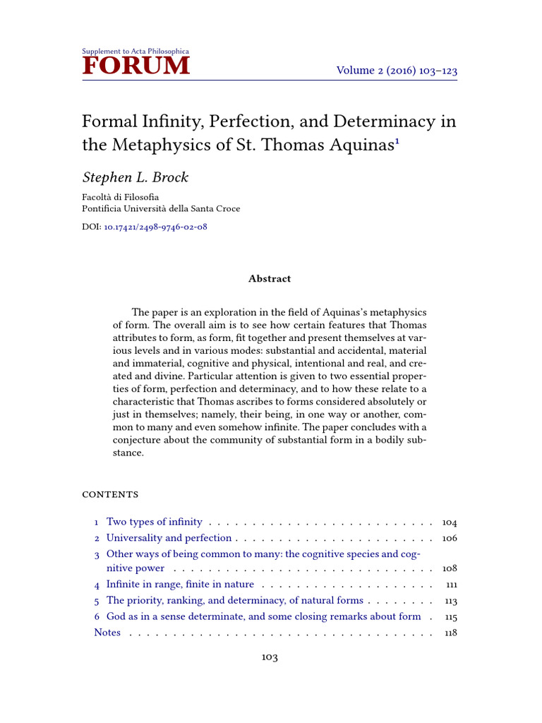 Brock - 2016 - Formal Infinity, Perfection, and Determinacy in TH | PDF ...