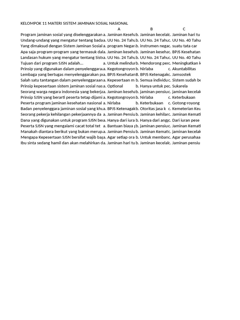 Program dan Prinsip SJSN Nasional | PDF