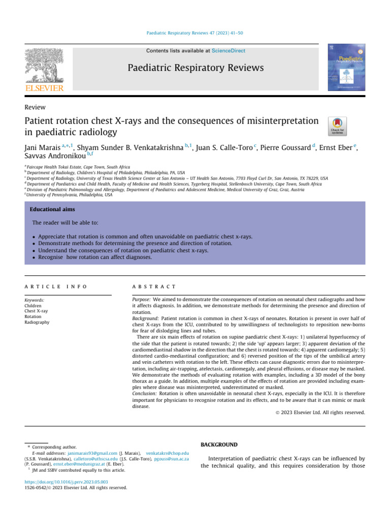 Consequences of Rotation in Pediatric X-rays | PDF | Radiography ...