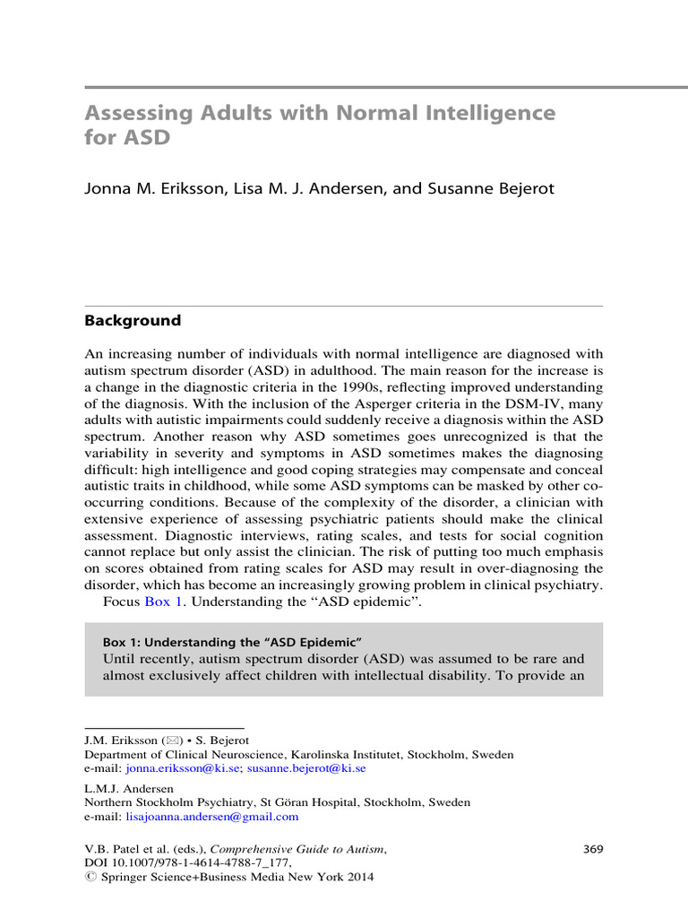 Diagnosing ASD in High-Functioning Adults | PDF | Autism | Asperger ...
