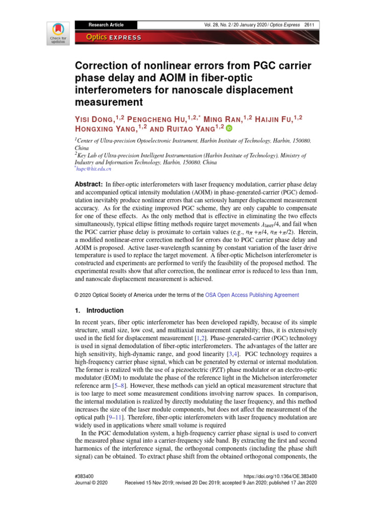 OE2020 Correction of Nonlinear Errors From PGC Phase Delay and AOIM ...