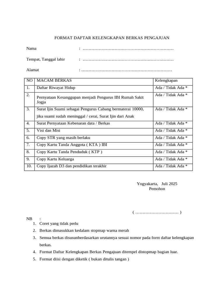 Form Berkas Dan Suket Bakal Calon. 2025 | PDF