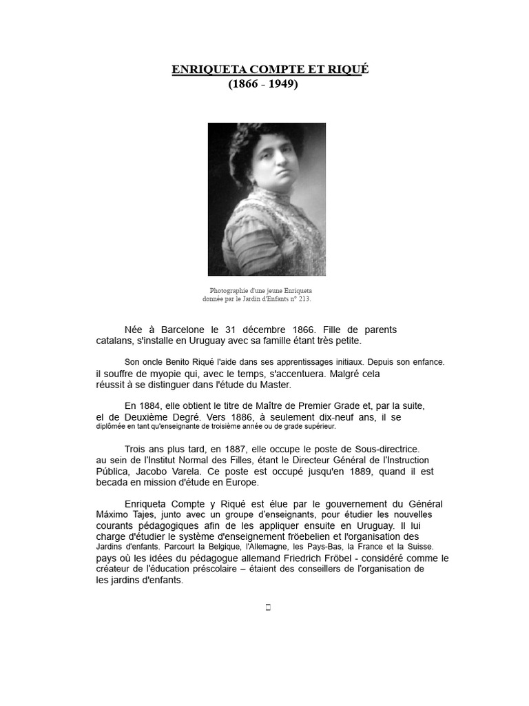 Enriqueta Compte y Riqué : Pionnière de l'éducation | PDF