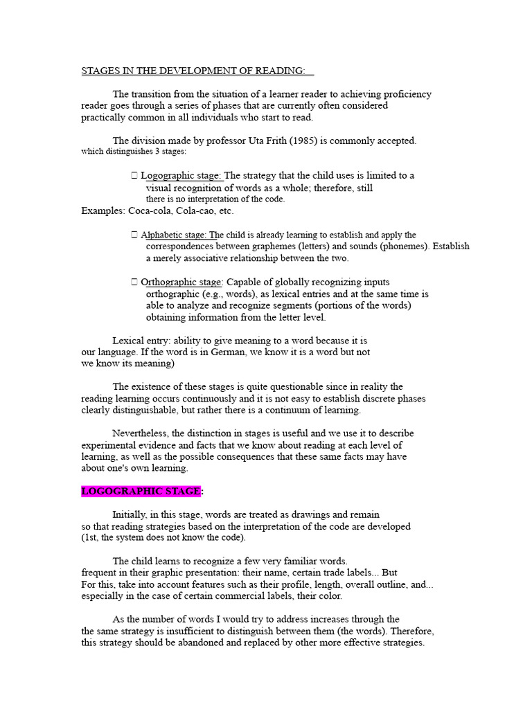 Reading Development Stages Explained | PDF | Phoneme | Word