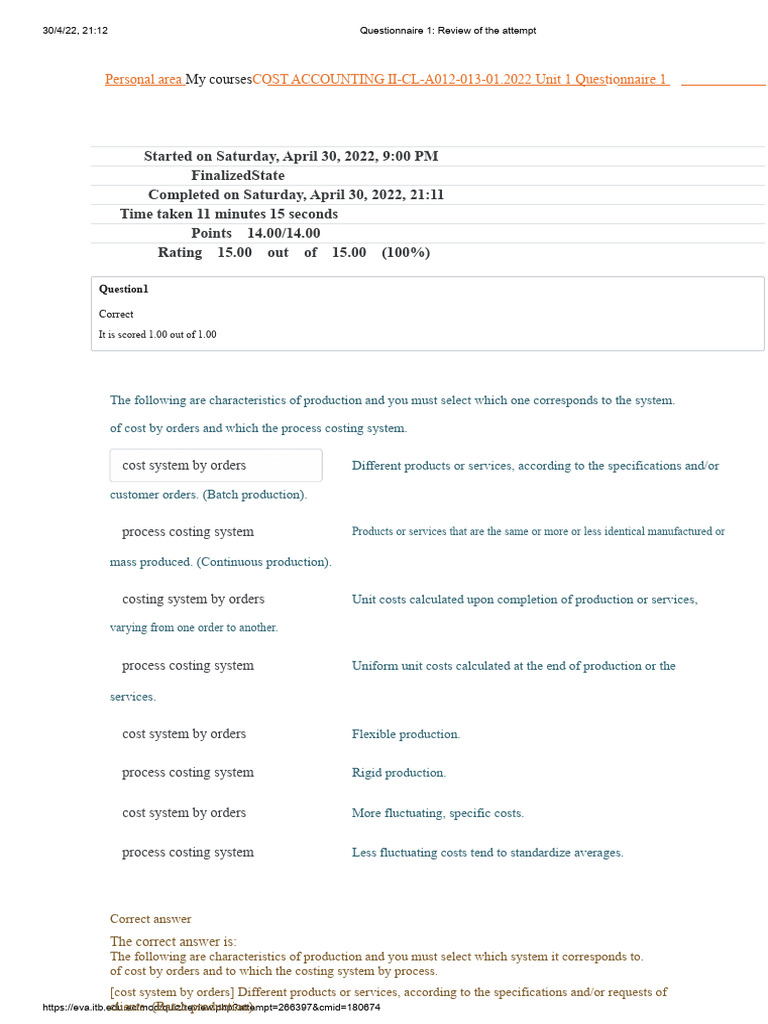 Cost Accounting II Questionnaire Review | PDF | Inventory | Brewery