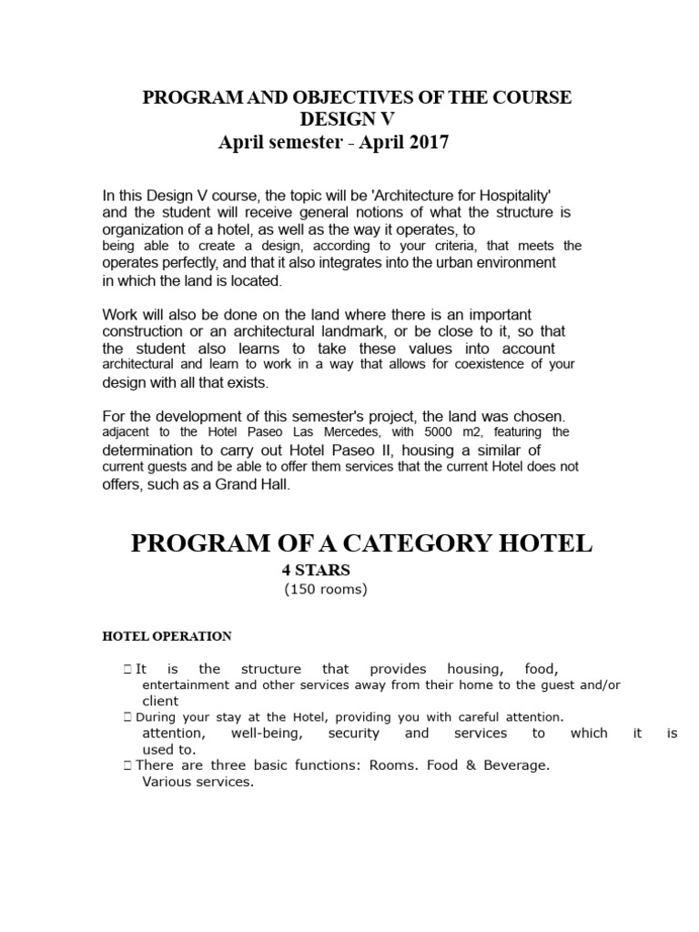 Hospitality Architecture Course Overview | PDF | Cafeteria | Buffet