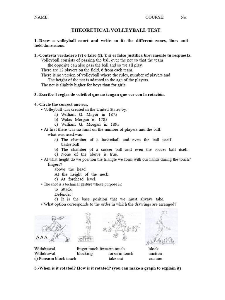 THEORETICAL VOLLEYBALL TEST | PDF