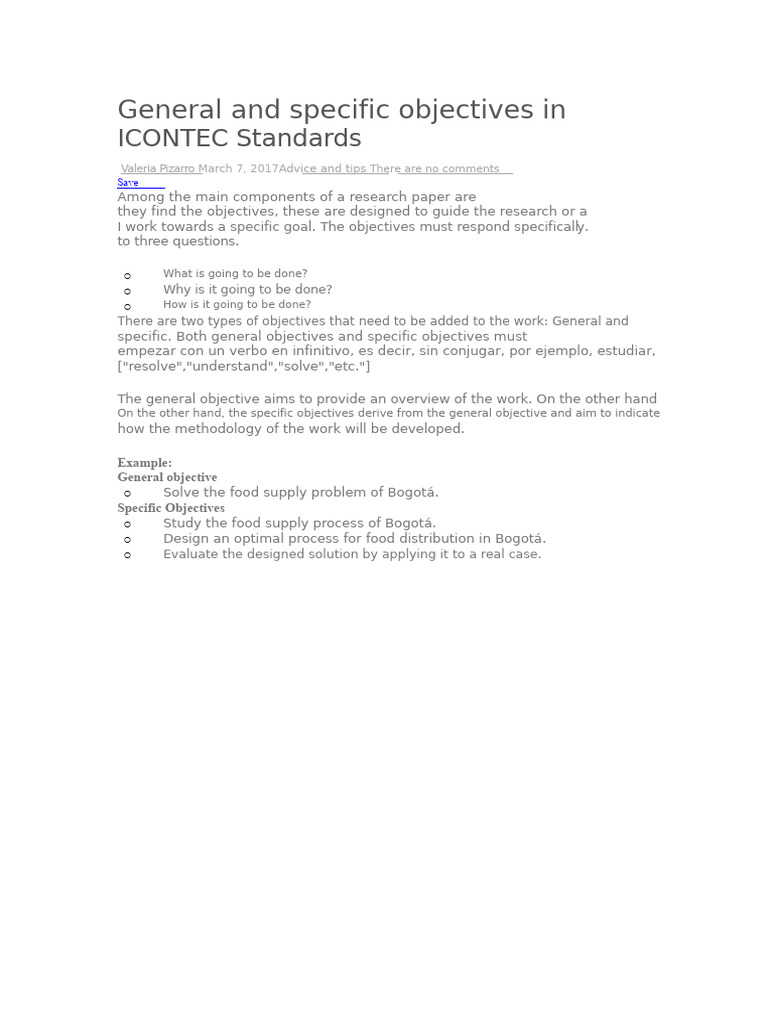 Understanding General and Specific Objectives | PDF