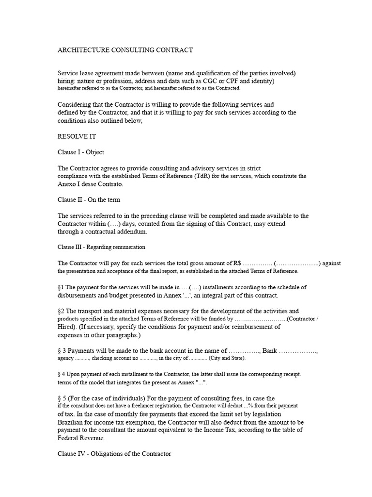 Architecture Consulting Contract | PDF | Payments | Taxes