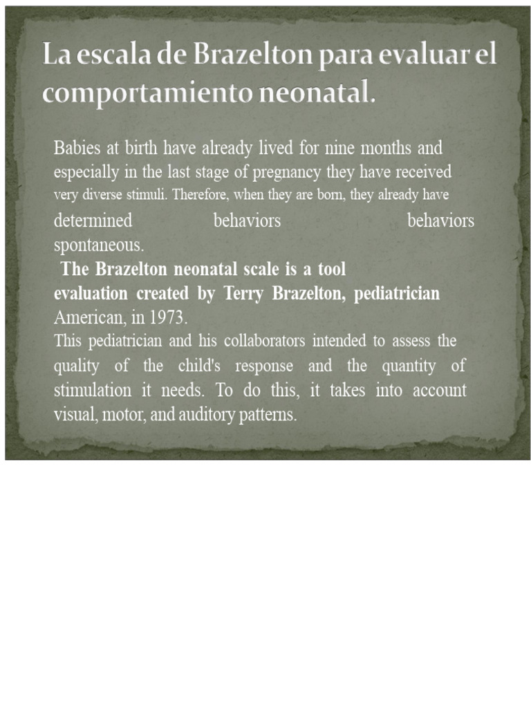 Understanding the Brazelton Neonatal Scale | PDF | Infants | Psychology