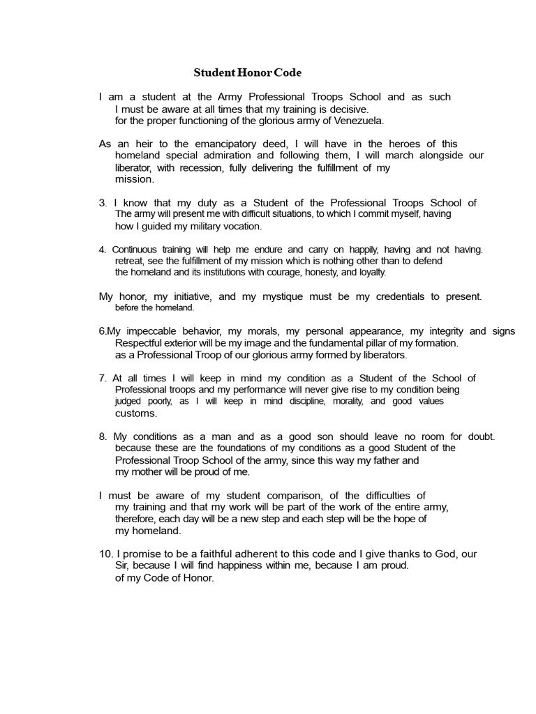 Honor Code of The EJB Student | PDF
